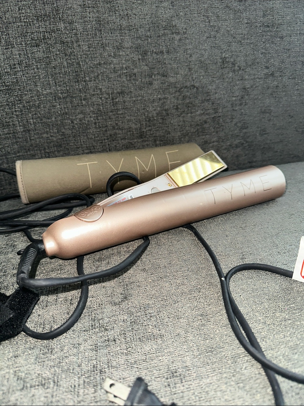 TYME Rose Gold Hair Straightener with Protective Sleeve